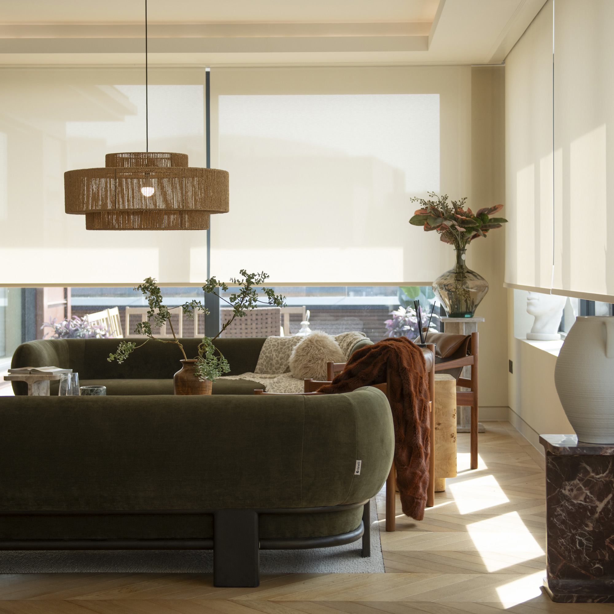 Quad Beige Motorised Roller Blinds
