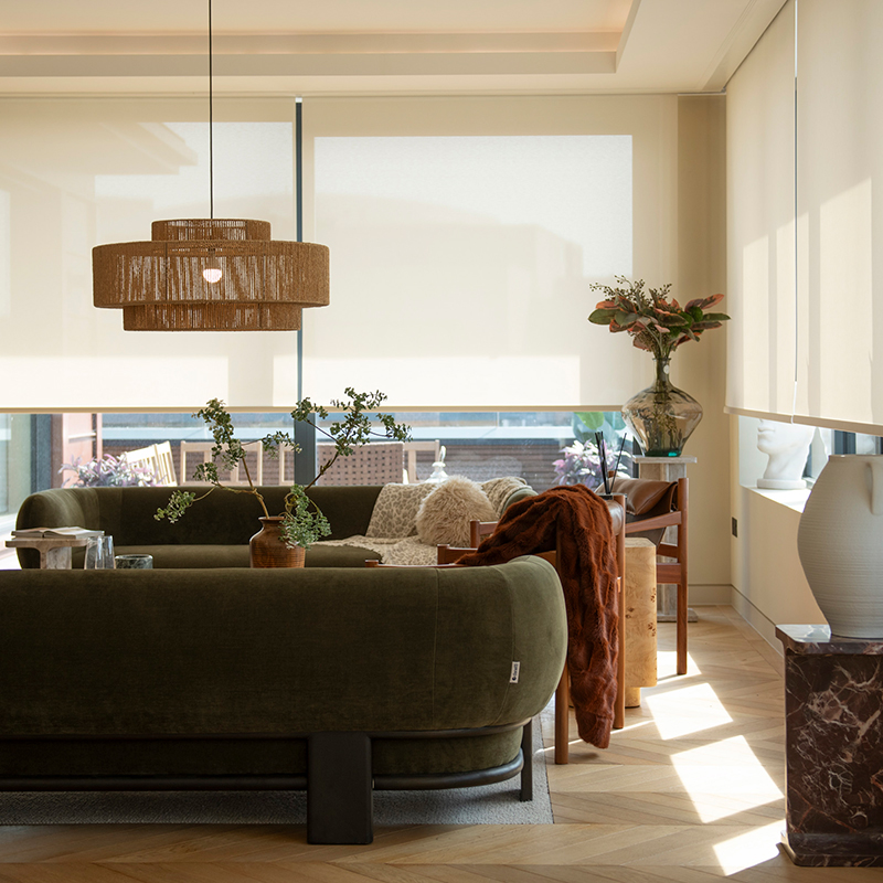 Quad Beige Motorised Roller Blinds