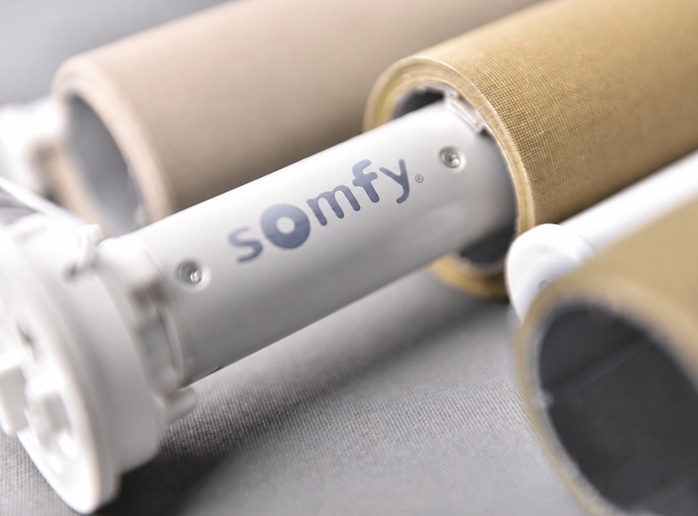 Decorquip Somfy motorised roller blind mechanism with beige fabric